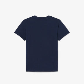LACOSTE T-Shirt Bambino/Bambina Basic In Cotone Blu