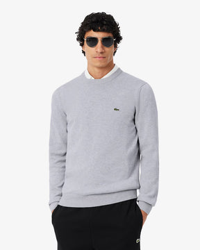 LACOSTE Pullover Girocollo Basic In Cotone Grigio