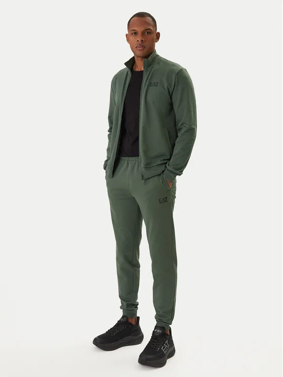 EMPORIO ARMANI Tuta In Cotone Con Zip Core Identity Senza Cappuccio Verde Militare