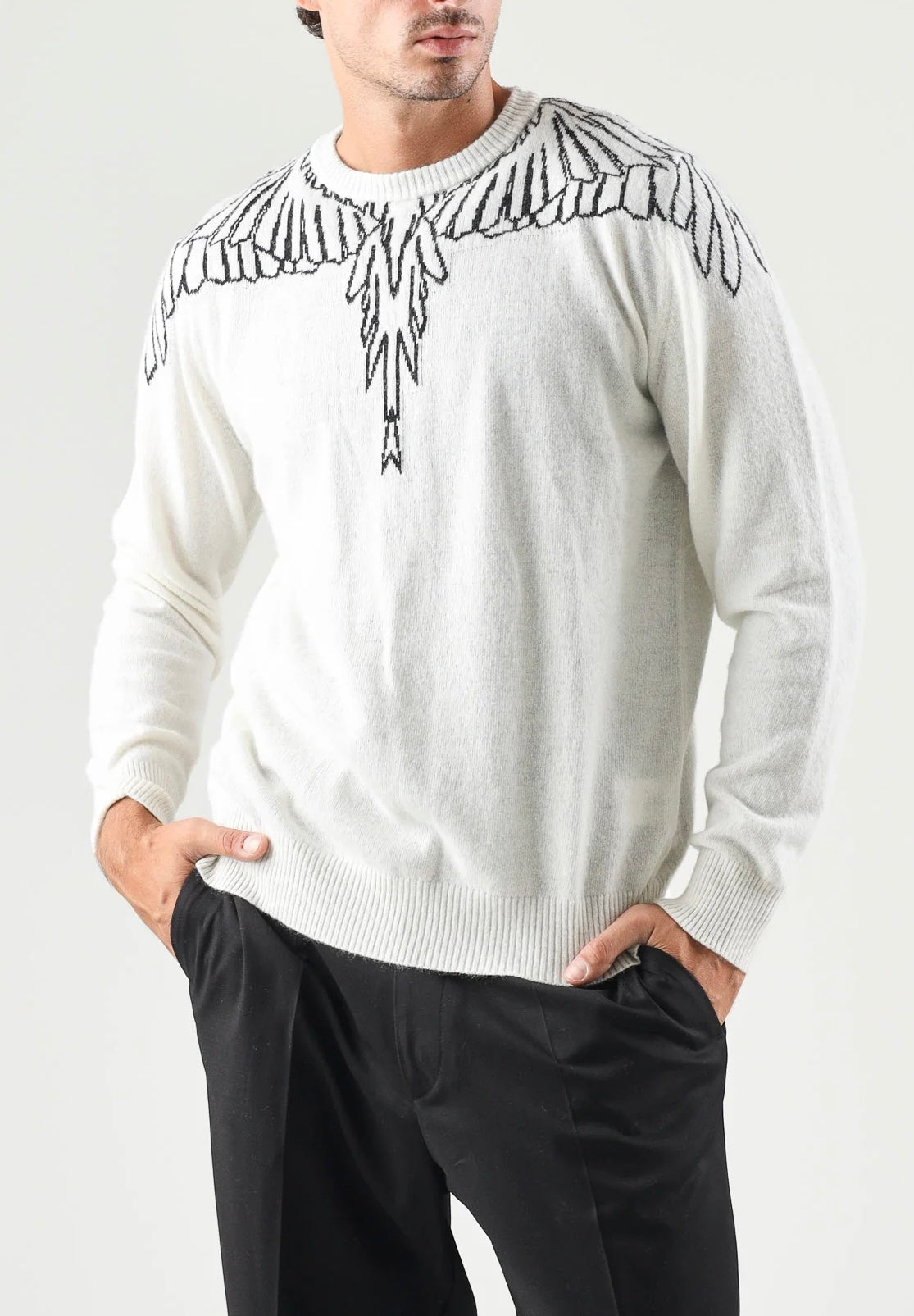 COUNTY OF MILAN Maglione Marcelo Burlon Panna Con Ali Nere