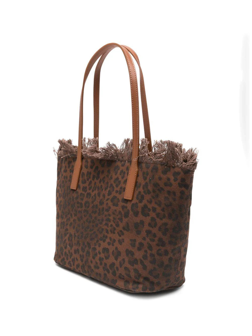 SAINT BARTH BORSA CITY BAG MID IN CANVAS LEOPARDATA CON FRANGE