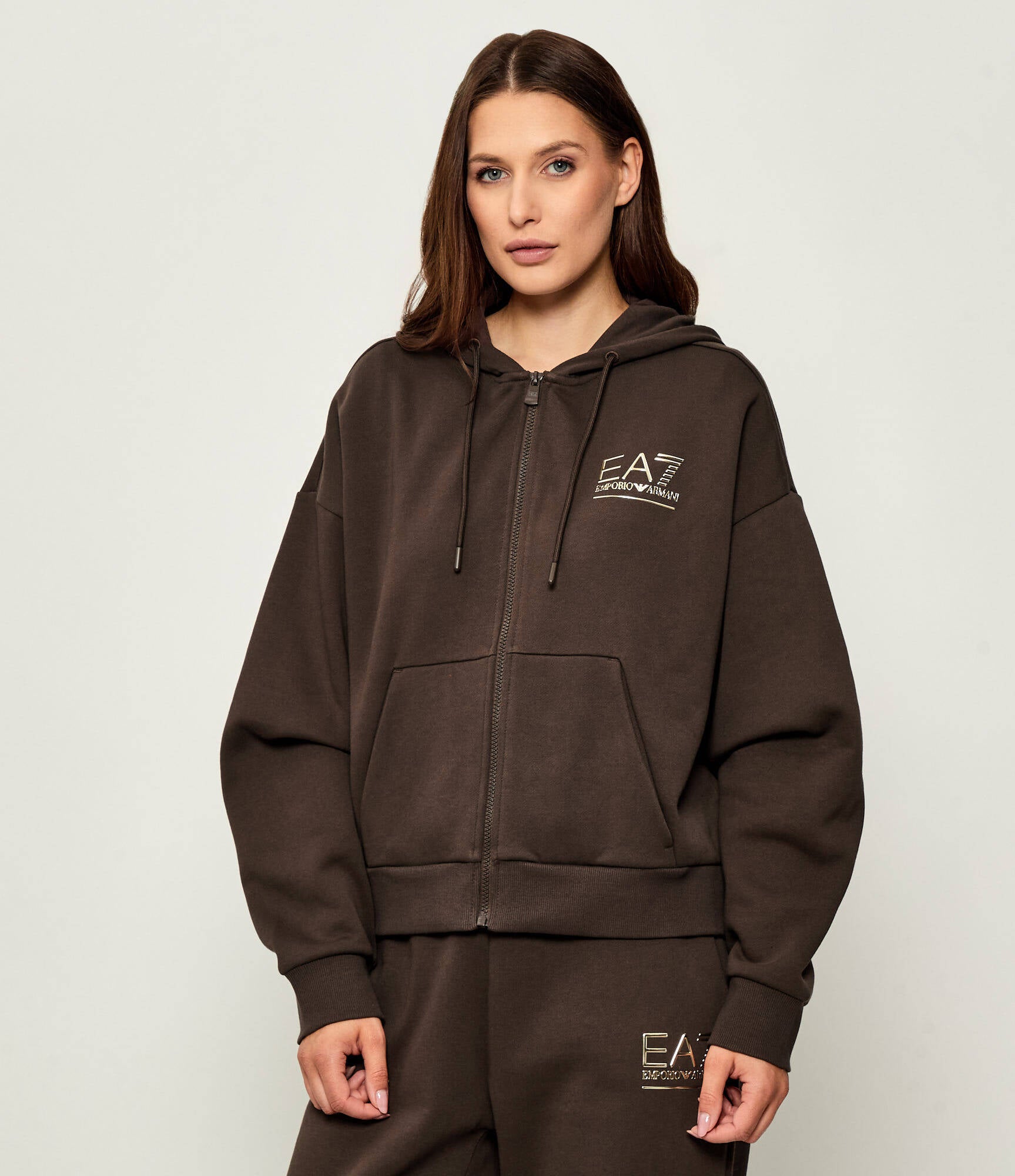 EMPORIO ARMANI DONNA TUTA VISIBILITY IN MISTO COTONE MARRONE