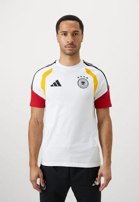 ADIDAS Completino GERMANIA T-Shirt Bianca e Pantaloncino Nero Strisce Laterali Bianco/Nero/Rosso