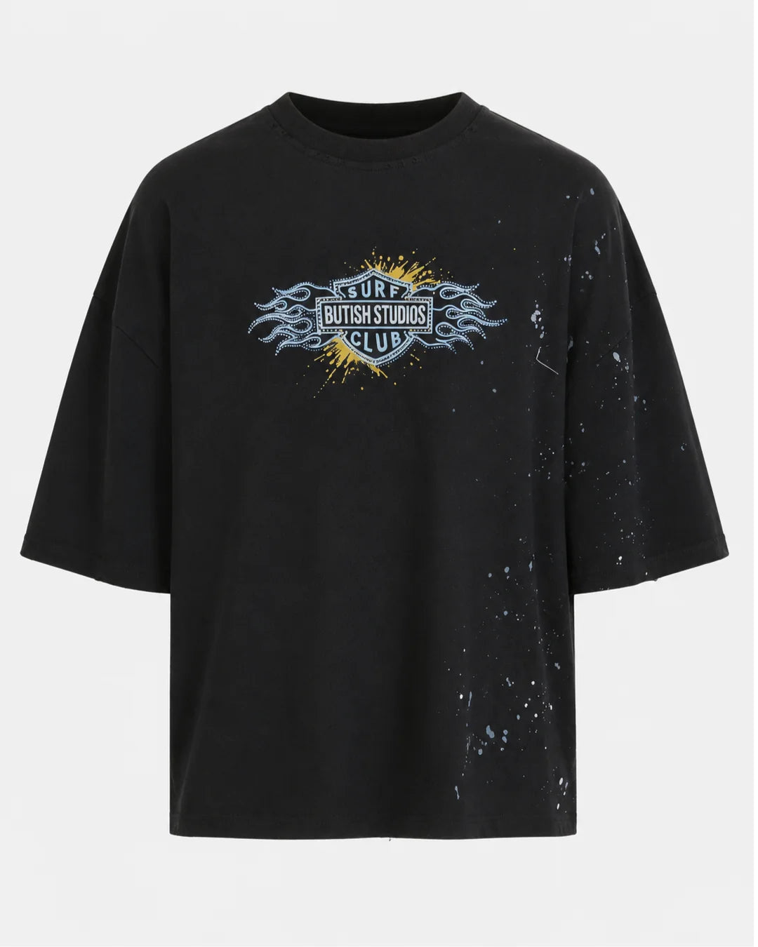 BUTISH T-Shirt Racing Stampa Fronte e Retro Con Strass Nera