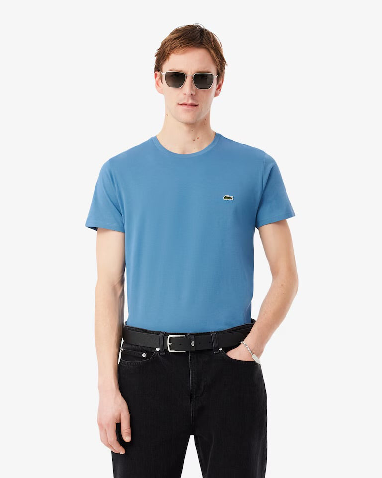 LACOSTE T-Shirt Basic In Cotone Blu Cobalto