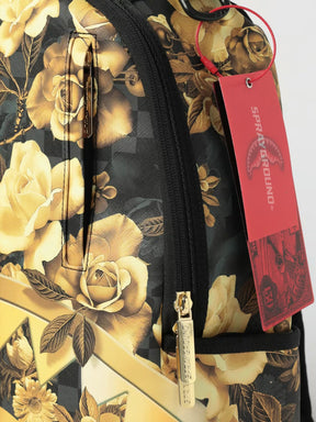 SPRAYGROUND Zaino In Pelle A Scacchi Con Fantasia Floreale Oro Nero