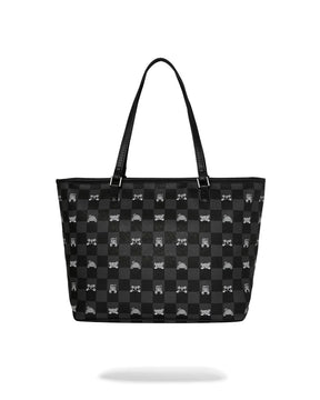 SPRAYGROUND BORSA GRAY PEEKING CHARACTER CHECK TOTE Nera