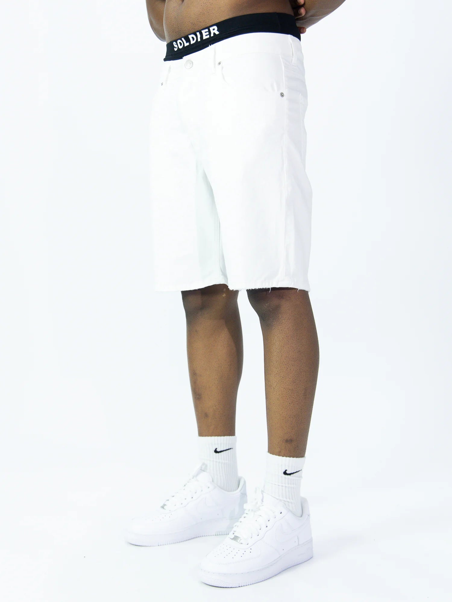 SOLDIER Bermuda Jeans Bianco