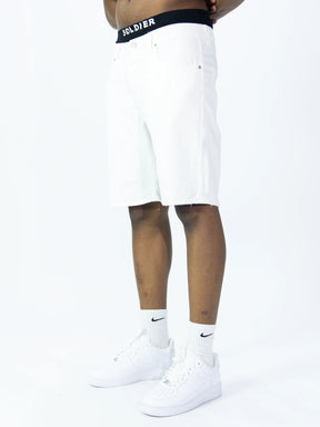 SOLDIER Bermuda Jeans Bianco