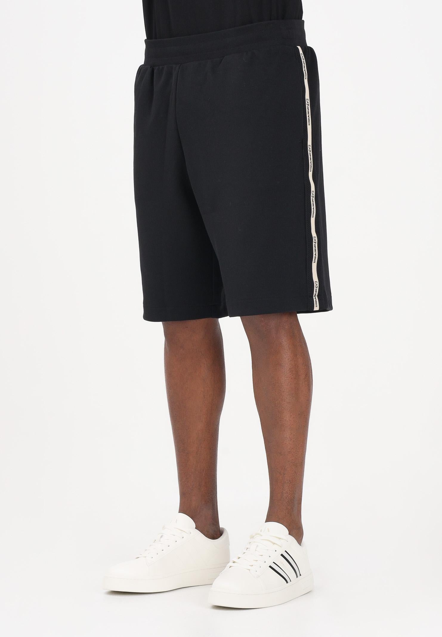 EMPORIO ARMANI Completino T-Shirt/Pantalonicno con Bande Laterani Beige/Nero