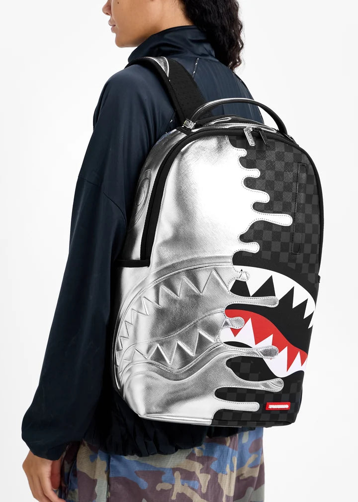SPRAYGROUND Zaino Silver Side Drip Check Nero/Silver