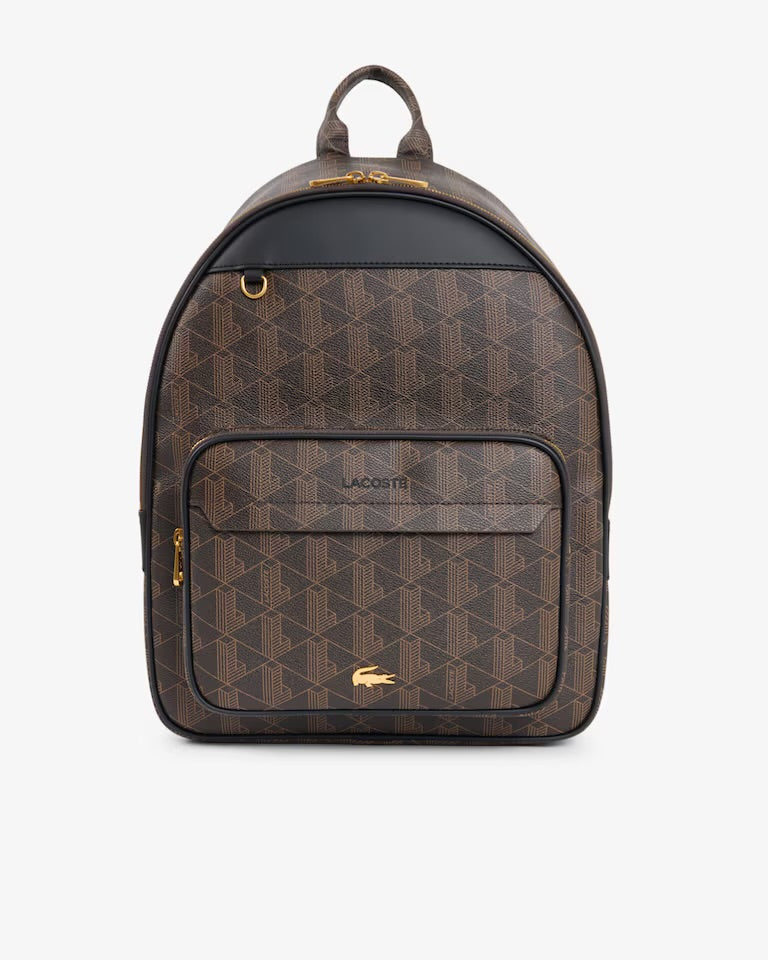 LACOSTE Zaino The Blend In Pelle Monogram Marrone