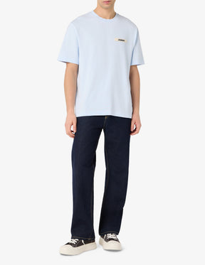 JACQUEMUS T-Shirt In Cotone Con Logo In Rilievo Azzurra