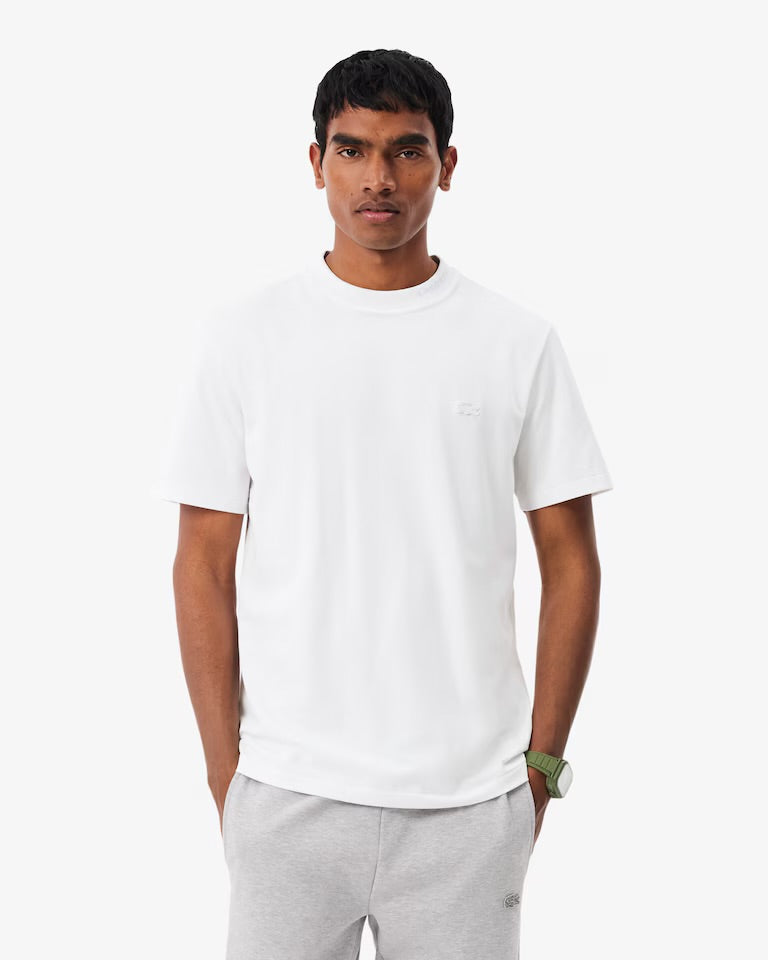 LACOSTE T-Shirt In Piquè Con Marchio Jaquard Command Bianco