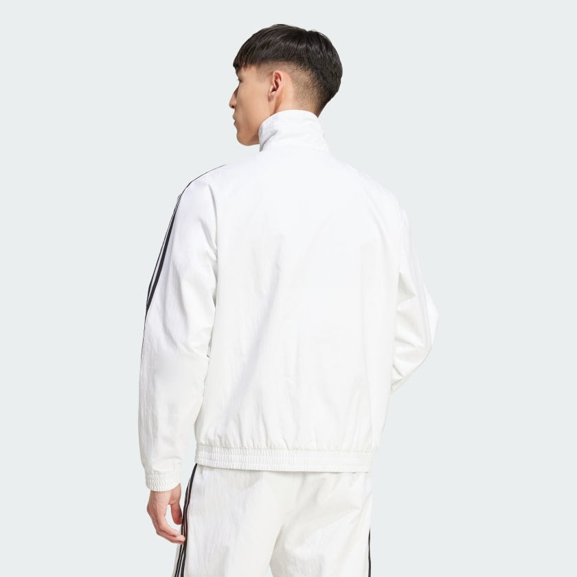 ADIDAS ORIGINALS Tuta In Microfibra Con Zip Senza Cappuccio Con Strisce Laterali Bianca/Nera  25/26