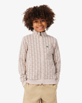 LACOSTE Felpa Monogram Con Zip Bambino Beige