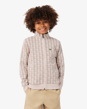 LACOSTE Felpa Monogram Con Zip Bambino Beige
