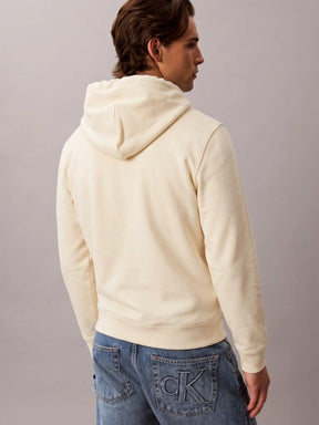 CALVIN KLEIN Felpa Con Cappuccio Misto Cotone Varsity Avorio 26/27