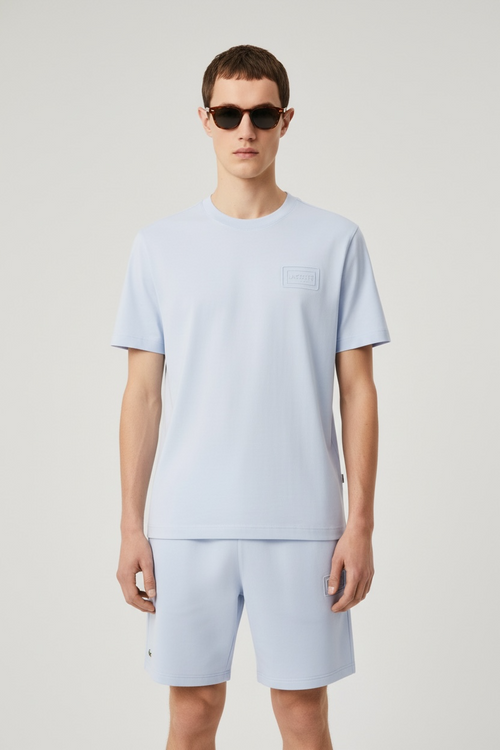 LACOSTE Completino con Logo Goffrato Tono Su Tono Celeste Polvere