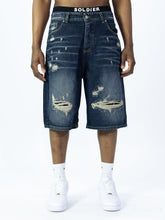 SOLDIER Bermuda Jorts Jeans In Denim Con Rotture Sabbiato Blu