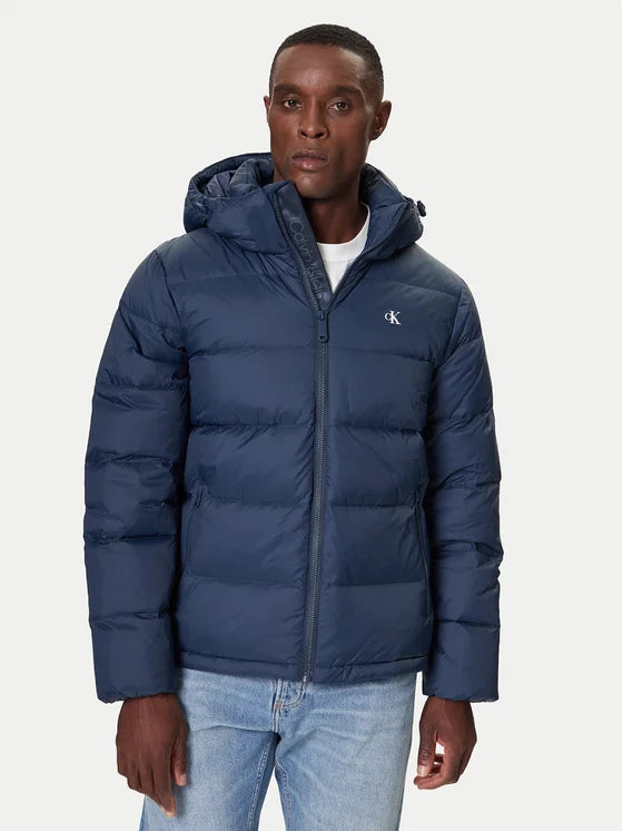 CALVIN KLEIN Giubbotto Invernale Con Logo Piccolo Sul Petto Blu