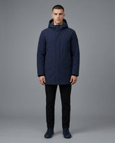 MORE Giubbotto Lungo Carson Con Pelliccia Interna e Cappuccio Blu