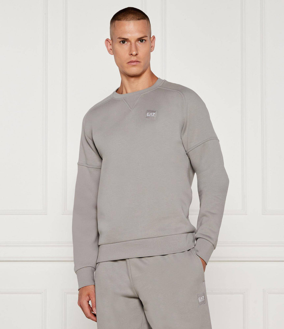 ARMANI Ea7 Tuta Completa Felpata Modern Fit Logo Retro Grigio 25/26