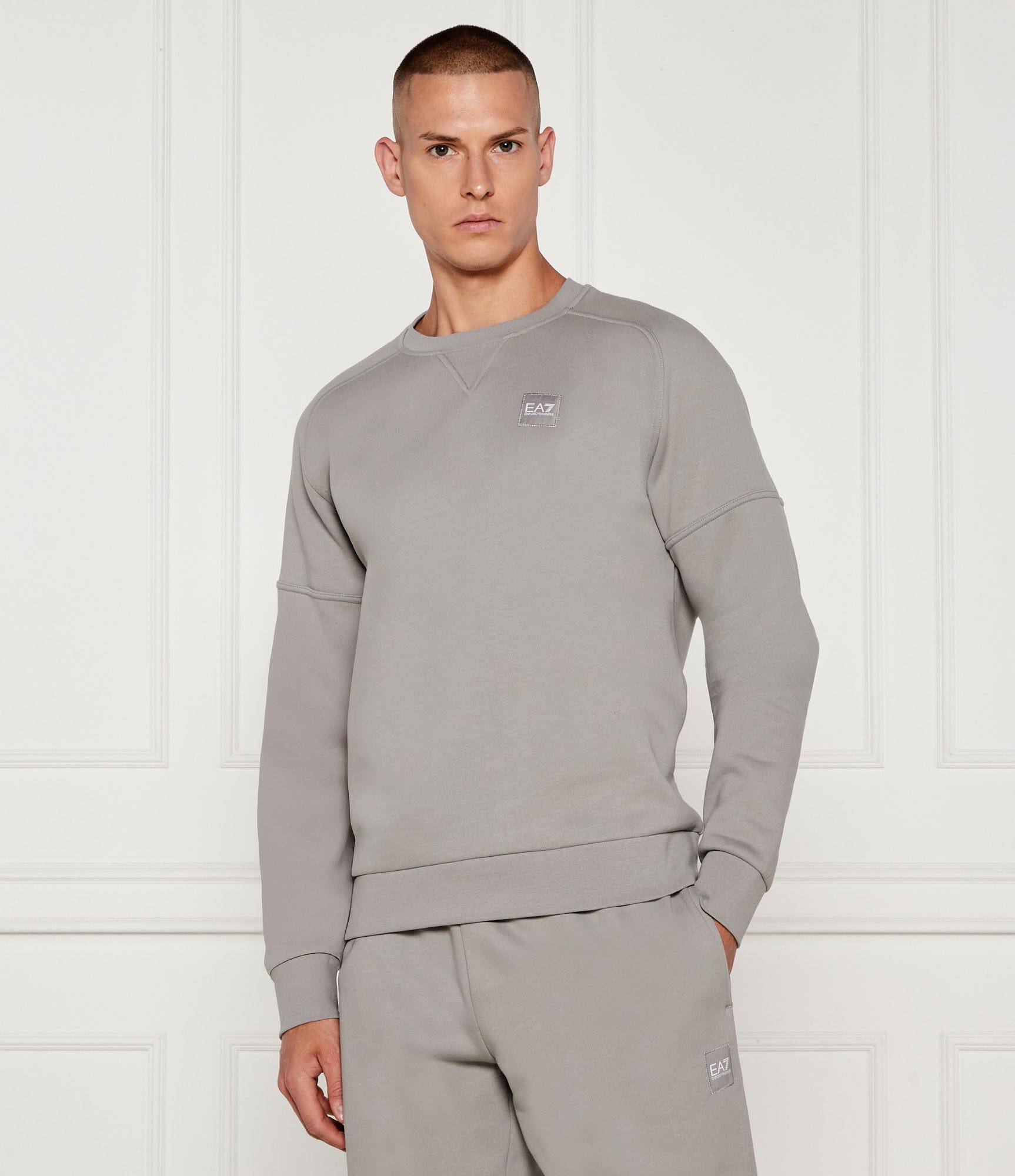 ARMANI Ea7 Tuta Completa Felpata Modern Fit Logo Retro Grigio 25/26