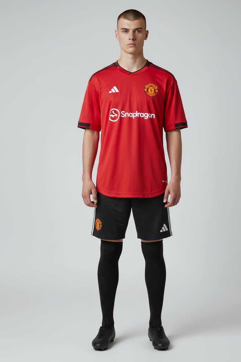 Adidas Completino Manchester United Uomo T-Shirt Rossa Pantaloncino Nero