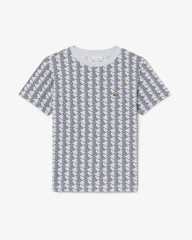 LACOSTE T-Shirt Monogram Bambino/Bambina Basic Grigia/Nera