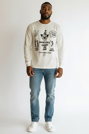 BARROW Felpa Girocollo Logo Retro Bianca/Nera