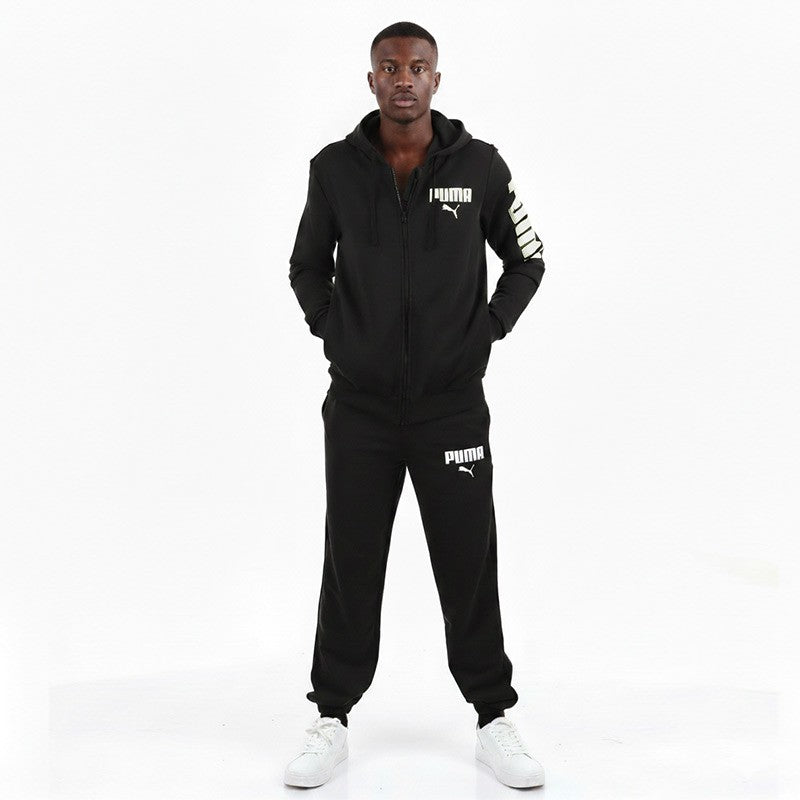 PUMA Tuta Completa In Cotone Con Zip Nera/Bianca