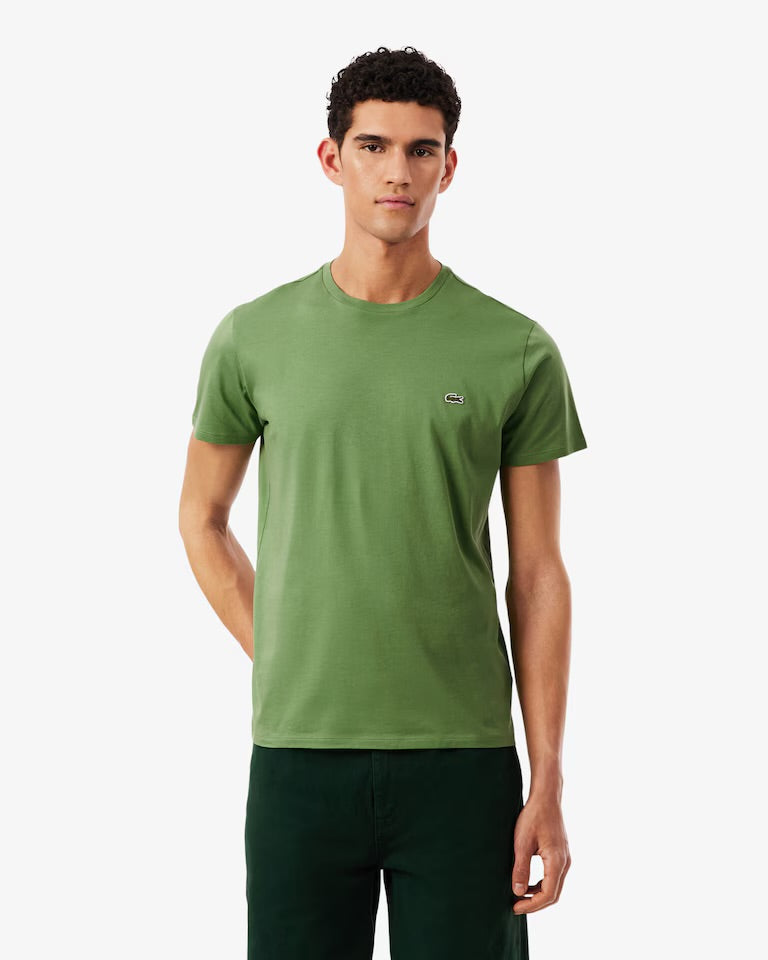 LACOSTE T-Shirt Basic In Cotone Pima Verde Chiaro
