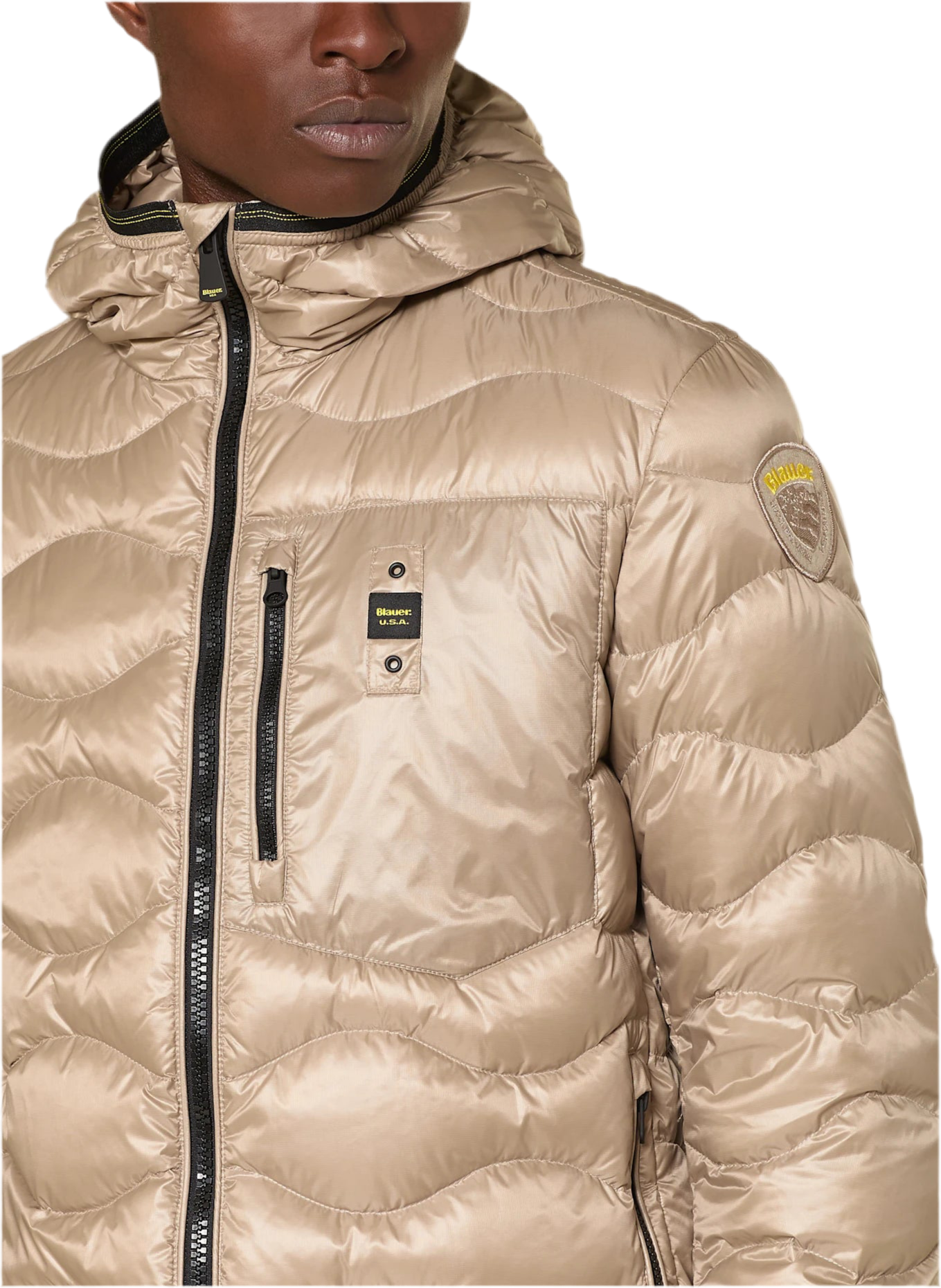 BLAUER Giubbotto Uomo Piumino Invernale Ondulato Beige