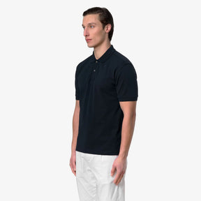 K-WAY Polo Simor Pique Logo Tono Su Tono Blu