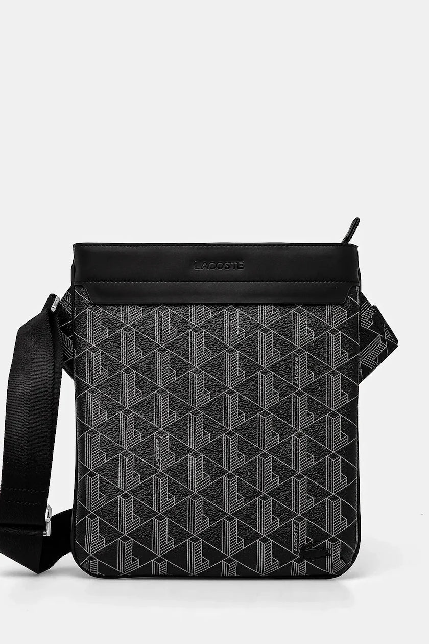 LACOSTE Monogram Marsupio Flat Crossover Bag Nero