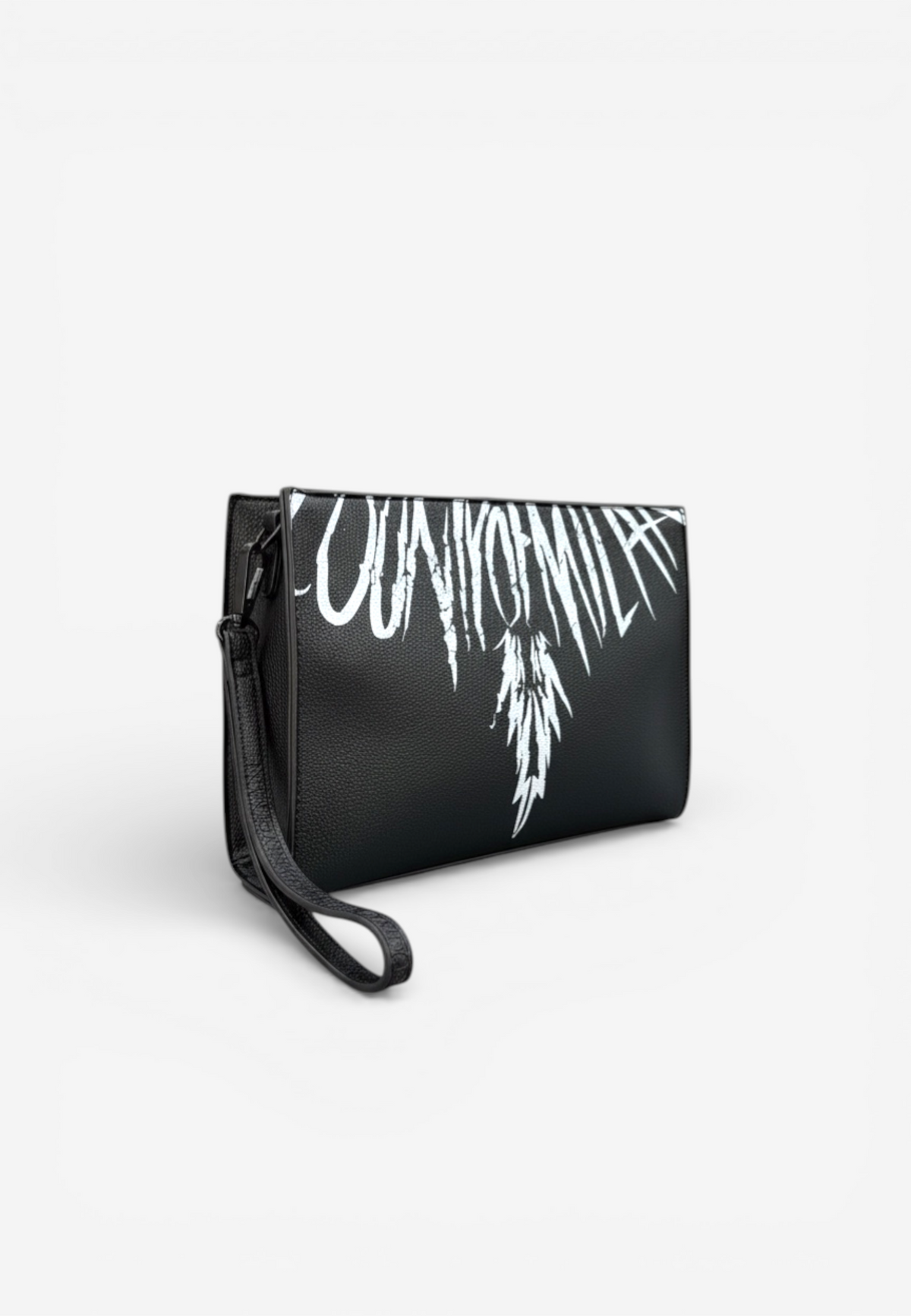 COUNTY OF MILAN MARCELO BURLON Pochette In Ecopelle Con Stampa Bianca Nero