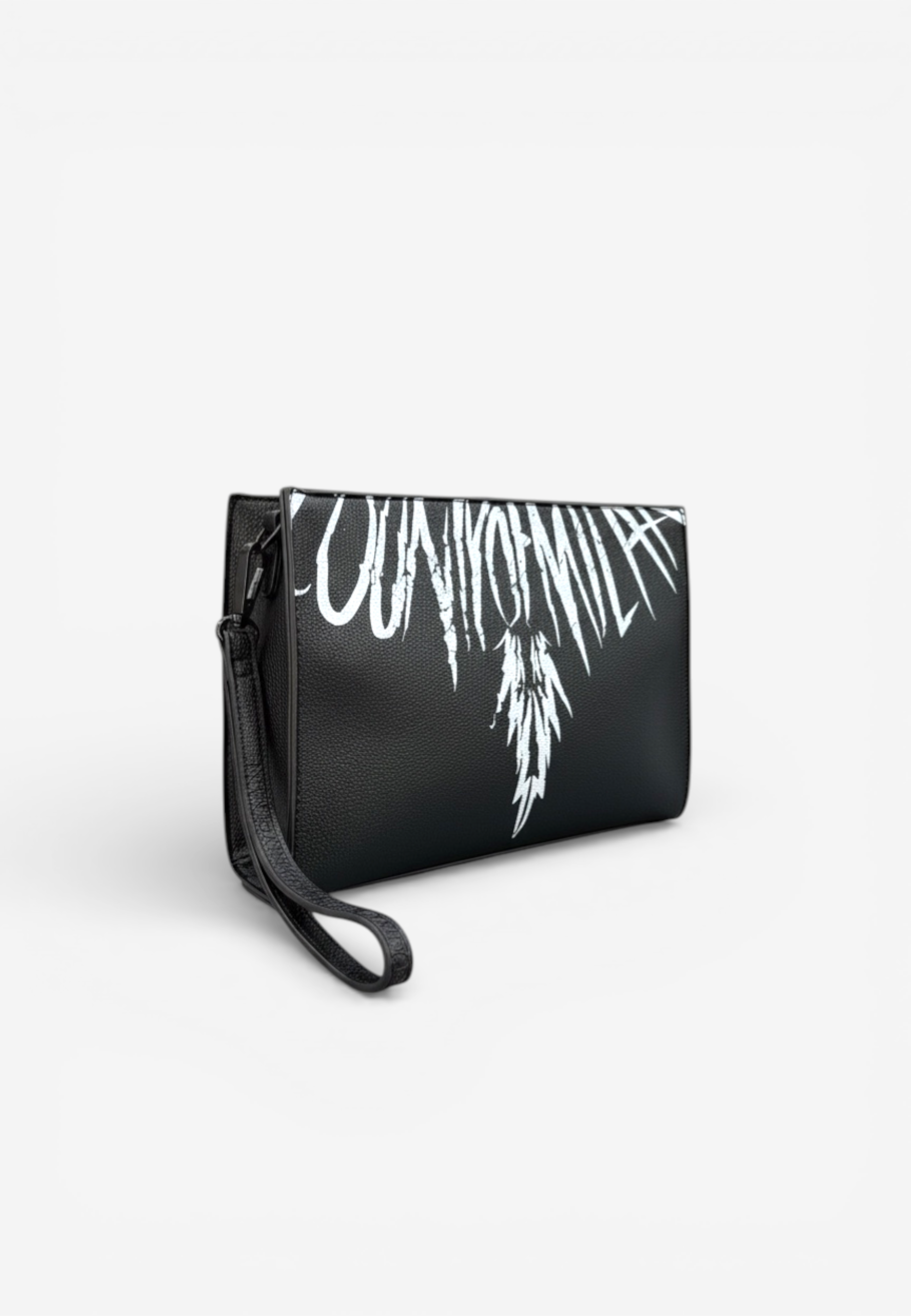 COUNTY OF MILAN MARCELO BURLON Pochette In Ecopelle Con Stampa Bianca Nero