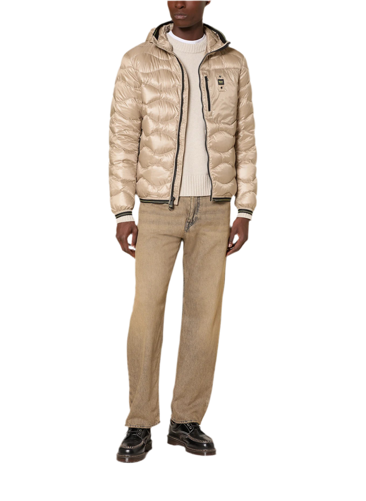 BLAUER Giubbotto Uomo Piumino Invernale Ondulato Beige