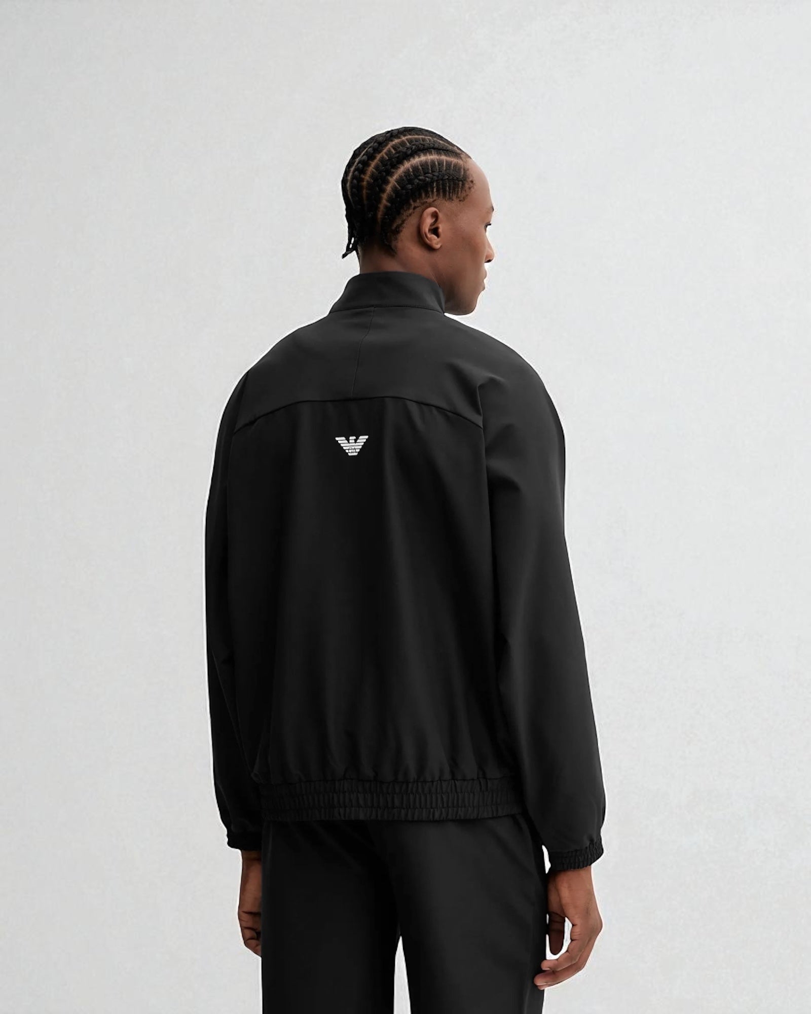 EMPORIO ARMANI Tuta Leggera In Microfibra Con Zip Logo Semplice Nera 25/26