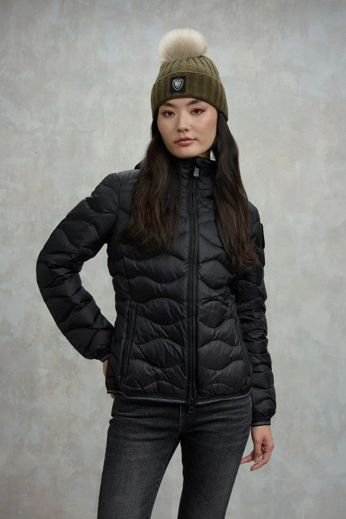 BLAUER Giubbotto Donna Piumino Invernale Ondulato Nero