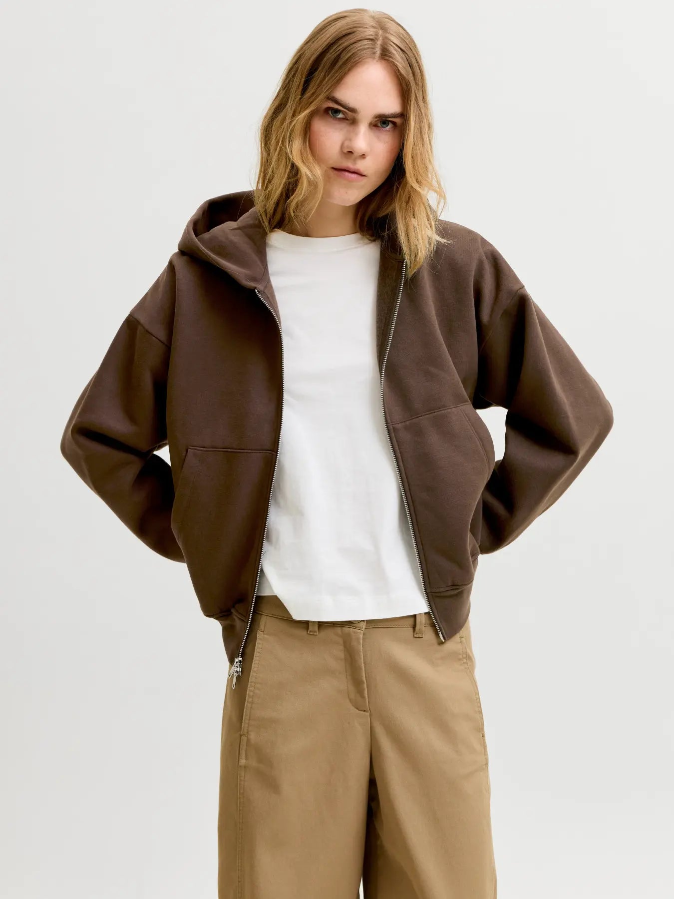 JJXX JXSOPHIA FELPA BOXY MARRONE DONNA
