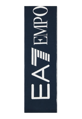 EMPORIO ARMANI Sciarpa Con Logo Blu/Bianco