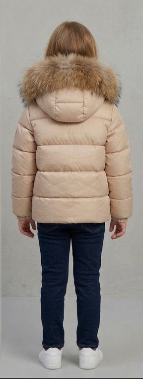 BLAUER Piumino Amory Baby Cappuccio Con Pelliccia Bambina Beige