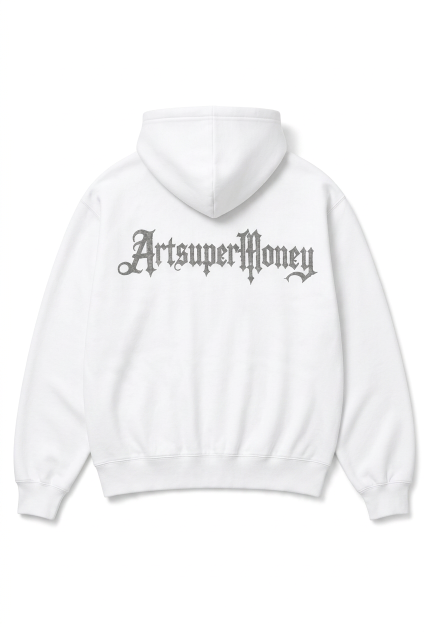 ART SUPER MONEY Felpa CHROMEBIRD Con Cappuccio Bianca