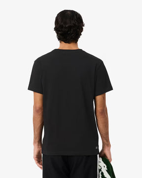 LACOSTE T-Shirt Logo Centrale Nera e Bianca