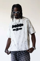 BLACK ISLAND T-Shirt In Cotone Effetto Marmo