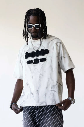 BLACK ISLAND T-Shirt In Cotone Effetto Marmo