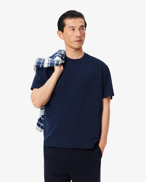 LACOSTE T-Shirt in Piquè di Cotone Pima Blu