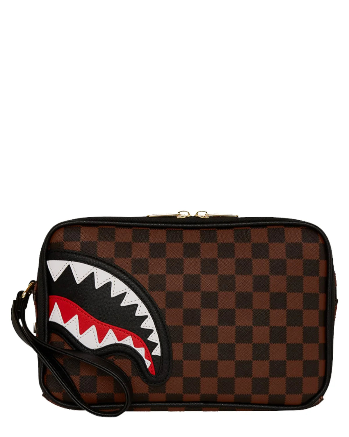 SPRAYGROUND Pochette In Pelle Vegana Sawtooth Sharks in Paris Toiletry Brick Marrone